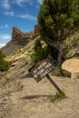 Tilted No Hiking Beyond this Point Sign Royalty Free Stock Photo