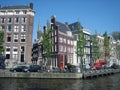 Tilted Town Houses in Amsterdam Royalty Free Stock Photo