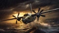 Tiltrotor Aircraft In A Storm. Generative AI