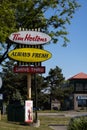 Tim Hortons `Always Fresh` sign in Ottawa, Ontario, Canada
