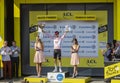 Tim Wellens Celebrates the Polka-Dot Jersey on Col du Tourmalet - Tour de France 2019 Royalty Free Stock Photo