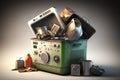 Tim white isolated bin rubbish appliances kitchen Old Royalty Free Stock Photo