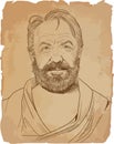 Timaeus line art portrait, vector