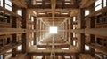 Timber Atrium: Architectural Wonder of Stacked Beams