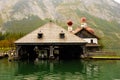 Timber boathouse.St Bartholoma.Konigssee.Germany