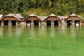 Timber boathouses. Konigssee. Germany