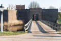 The timber bridge that gives entrance to the Fortification Loevestijn in the Netherlands