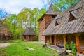 The timber buildings in Sotnyk Cossack Military Officer Estate, Mamajeva Sloboda Cossack Village, Kyiv, Ukraine