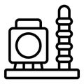 Timber cat scratcher and sleeping house icon outline vector. Cozy kitten home Royalty Free Stock Photo