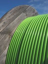 Timber drum with green 576 Fibre Fibre Optic Ribbon Cable Royalty Free Stock Photo