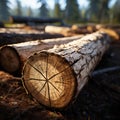 Timber elegance Freshly cut logs highlight natures resourceful splendor Royalty Free Stock Photo