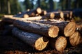 Timber elegance Freshly cut logs highlight natures resourceful splendor Royalty Free Stock Photo