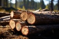 Timber elegance Freshly cut logs highlight natures resourceful splendor