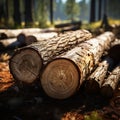 Timber elegance Freshly cut logs highlight natures resourceful splendor Royalty Free Stock Photo