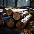 Timber elegance Freshly cut logs highlight natures resourceful splendor