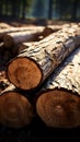 Timber elegance Freshly cut logs highlight natures resourceful splendor Royalty Free Stock Photo