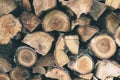 Timber for Firewood stacked by a wall. Kindling for countryside fireplace Royalty Free Stock Photo