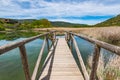Timber footpath in lake Una,Spain Royalty Free Stock Photo