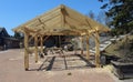 Timber frame Building being Assembled Royalty Free Stock Photo