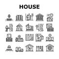 Timber Frame House Collection Icons Set Vector