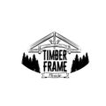 Timber frame house emblem. Vector design for logotype, label, badge, t-shirt or for other type of graphic. Woodwork