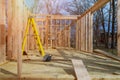 Timber frame house, new build roof with wooden home construction framing Royalty Free Stock Photo