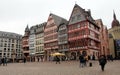 Timber-framed houses lining the Roemerberg, ancient main town square, Frankfurt, Germany