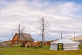 Timber house and Mongolian ger