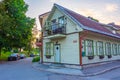 Timber houses in the old town of Parnu, Estonia