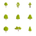 Timber icons set, cartoon style