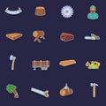 Timber industry icons set vector sticker Royalty Free Stock Photo