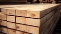 Timber Industry: Stacks of Pine Wood Lumber for Construction. Generative ai