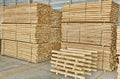 The timber for make the wooden pallets, skid for cutting steel sheet in factory