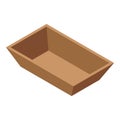 Timber meal tray icon isometric vector. Cookery menu holder