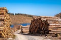 Timber stacks at Bonny Glen in County Donegal - Ireland Royalty Free Stock Photo