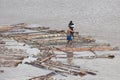 Timber trade with cleared trees from the Amazon rainforest in Brazil