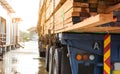 Timber transport truck Park waiting for inspection