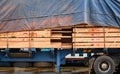 Timber transport truck Park waiting for inspection Royalty Free Stock Photo