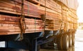 Timber transport truck Park waiting for inspection Royalty Free Stock Photo