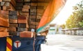 Timber transport truck Park waiting for inspection Royalty Free Stock Photo