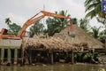 Timber transportation on the Mekong river delta in Vietnam Royalty Free Stock Photo