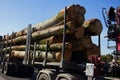 Timber truck with load of tree trunks