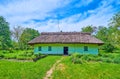 The timber whitewashed hata house, Pereiaslav Scansen, Ukraine