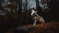 Timber Wolf\'s Howl under the Full Moon in Canadian Forest Royalty Free Stock Photo