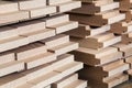 Timber, wood building material for background and texture. details wood production spike. composition wood products. abstract back Royalty Free Stock Photo