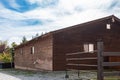 Timber wooden bar in rural Canada. Storage house on a farmland Royalty Free Stock Photo