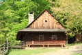 Timbered house with chimney in open-air museum