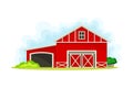 Timbered Red Barn or Granary for Crop Storage Vector Illustration