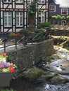 Timberframe houses next to river in Monschau, Germany Royalty Free Stock Photo