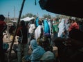 Timbuktu, Mali, Africa - February 3, 2008: People selling and buying at town market